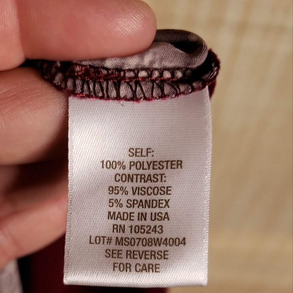 Established 1962 Womens Maroon Floral Stretchy Back Silky Front Top Small Small - Picture 5 of 6